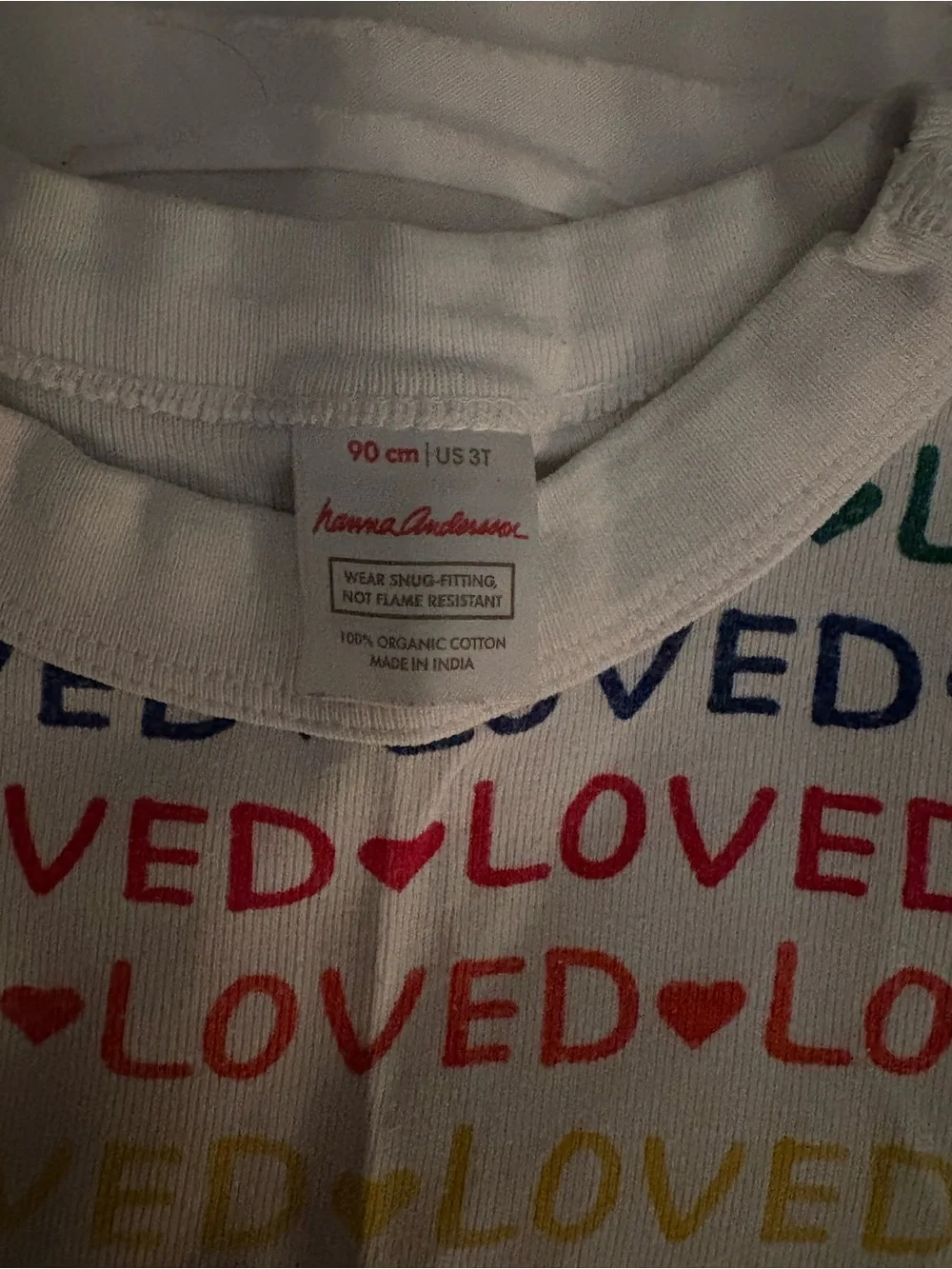 Hanna Andersson White Pajama Set with Multicolor 'LOVED' Print